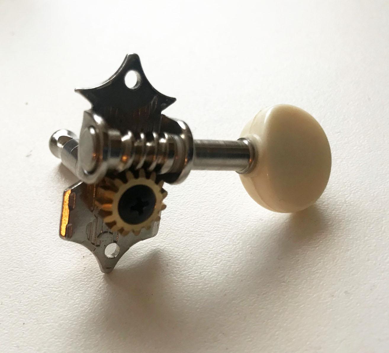 Vintage Style Individual Guitar Tuners Chrome Ivory Oval Buttons | fox